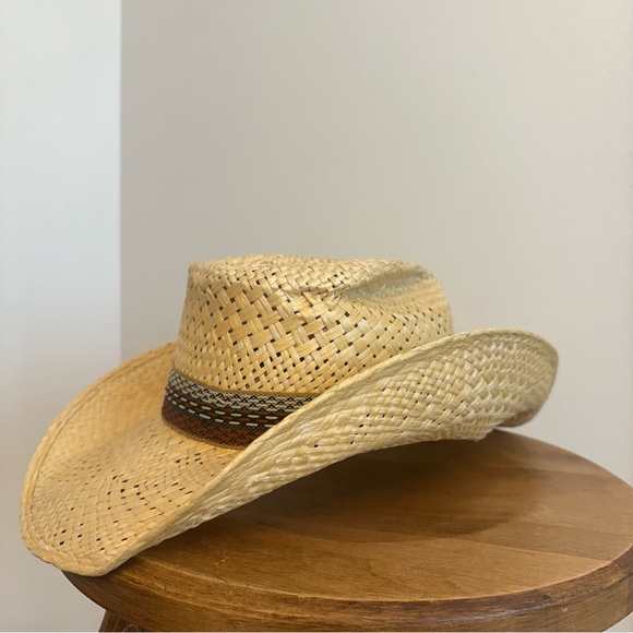 Other - Resistol Stagecoach Western Cowboy Hat 6 3/4 Self Conforming Straw Tan USA Texas